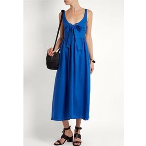 Mara Hoffman Linen Lace Up Maxi Dress Cobalt Blue